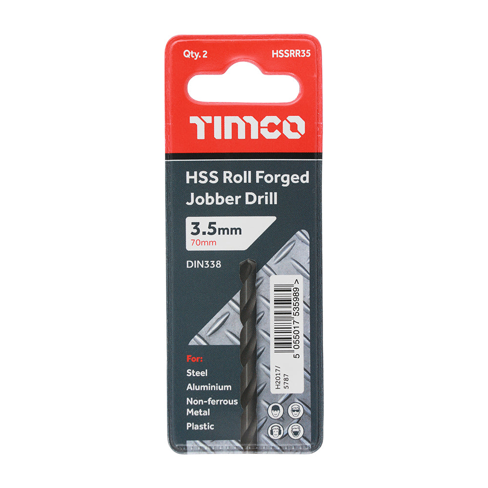 Timco – HSSR35 – HSS-R Jobber Drill Bit – 3.5mm – 10 pieces in Tube